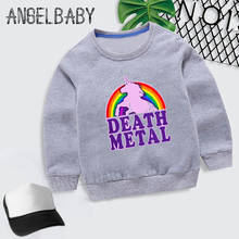 Boys Girls Sweatshirt Kids Rainbow Unicorn Death Metal Cartoon Hoodies Children Autumn Tops Baby Cotton Clothes,KYT2164 2024 - buy cheap