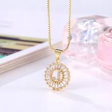 Copper White Cubic Zirconia 26 Alphabet Letter Pendant Necklaces A-Z Initial Charm Chain Necklace Women Jewelry Collar 2024 - buy cheap
