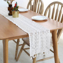 European Style Retro Palace Table Runner Lace Hook Flower Hollow Cotton Dining Table Mat Tassel Lace Table Decoration AT271 2024 - buy cheap