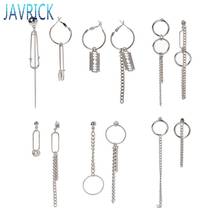 Asymmetric Tassel Chain Safety Pin Dangle Drop Earring Kpop Korean Jewelry JUL3 2024 - buy cheap