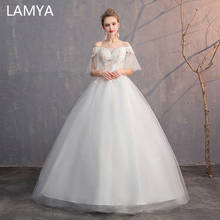 LAMYA-vestidos de novia con bordado y manga acampanada, traje de boda personalizado, barato, para verano 2024 - compra barato