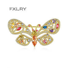 FXLRY nuevo elegante Multicolor incrustaciones Zircon damas moda creativa mariposa broche accesorios Pin joyería 2024 - compra barato