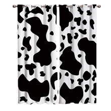 Cortina opaca con grafiti de vaca para ventana, Panel decorativo para sala de estar, color blanco y negro, para dormitorio 2024 - compra barato