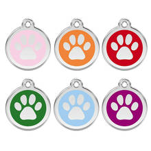 best-selling cat paw shaped dog tags for pets,30mm round disc id tags alloy pet plates pendant free shipping 2024 - buy cheap