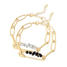 2020 novo design do vintage pulseira para as mulheres cor de ouro cristal segurança pino forma pulseira & bangle boho instrução jóias femininas 2024 - compre barato