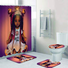 4PCS Bathroom Set with Shower Curtain African American Girl Shower Curtain Bath Rug Set Toilet Cover Bath Mat Afro Artwork Decor 2024 - buy cheap