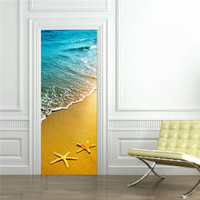 Beach Landscape Door Stickers Self-adhesive Waterproof Door Stickers Wall Stickers Decoration For Bedroom Living Room Doors 2024 - buy cheap