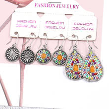Shineland 2021 Trendy Earring Set Women 3 Pairs Boho Colorful Handmade Beads Drop Hanging Earrings Girls Flower Enamel Jewelry 2024 - buy cheap