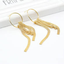 2PCS 27.2x109MM 14K Gold Color Plated Brass Round with Tassel Stud Earrings High Quality DIY Jewelry Making Findings 2024 - buy cheap