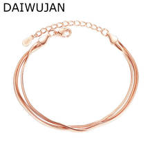 DAIWUJAN-Pulseras de cadena de serpiente multicapa para mujer, de Plata de Ley 925 auténtica, de oro rosa, joyería fina 2024 - compra barato