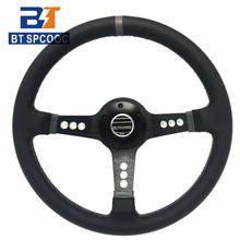 SPCOOC Car Sport PVC Leather 14Inch 350mm Steering Wheel Universal Racing Sport Rally Race Steering Wheel Black With Two Logo 2024 - buy cheap