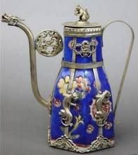 Estatua de cobre de porcelana azul, tetera de dragón y leopardo, herramientas de estatua de plata tibetana de cobre, decoración de boda, latón 2024 - compra barato