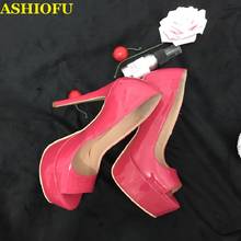 ASHIOFU Handmade Ladies High Heel Pumps Patent Leather Peep-toe Party Prom Dress Shoes Slip-on Evening Fashion Court Shoes XD360 2024 - buy cheap