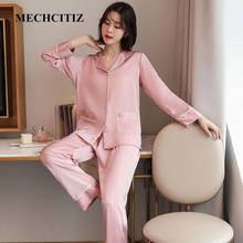 MECHCITIZ Women's Pajamas Sets Autumn Silk Pyjama Satin Sexy Sleepwear Sets Long Sleeve Tops Pants 2 Pcs Winter Homewear Suit 2024 - buy cheap