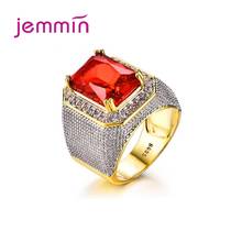 Anillos de circonia cúbica roja AAA para mujer, joyería de lujo Punk ahuecada de cristal plateado genuino 925 2024 - compra barato