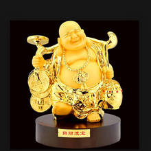 Buda com placa de ouro, buda sorridente de feng shui, estátua de buda maitreya, artesanato de arte para decoração de casa 2024 - compre barato