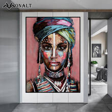 Quadros coloridos da tribo africana preto mulher menina graffiti arte pintura a óleo quadros de luxo cartazes e impressões imagem 2024 - compre barato