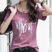 100% Cotton T Shirt Woman Summer Short Sleeve T-shirt Woman 2021 New Fashion O Neck Women Shirts Korean Style Plus Size Shirt 2024 - buy cheap