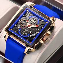 Lige relógio masculino de quartzo, com pulseira de silicone quadrado criativo e cronógrafo de exército, relógios de pulso esportivos para homens 2024 - compre barato