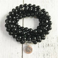 8MM/6MM Natural Tourmaline Stone Bracelet 108 Mala Beads Bracelet Lotus Yoga Jewelry Meditation Jewelry Wrist Healing bracelets 2024 - buy cheap