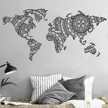 Mandala World Map Wall Sticker Decor for Home Studio wall decal Removable wall art mural Yoga Wall Art poster HJ687 2024 - buy cheap