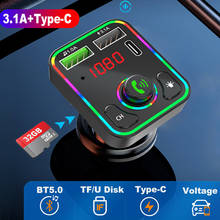 2022 Updated Ambient Light Bluetooth 5.0 FM Transmitter Car MP3 Player Wireless Handsfree Audio Receiver TF U Disk play Type-c 2024 - buy cheap