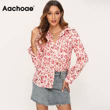 Aachoae-Blusa De manga larga holgada para Mujer, camisa elegante con estampado y cuello vuelto, 2021 2024 - compra barato