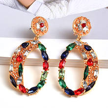 New Round Metal Colorful Crystal Handmade Beads Long Earrings High-quality Fashion Dangle Drop Earring Jewelry Accessories 2024 - buy cheap