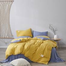 Novo estilo de cama, cobertura de algodão para cama, lavada, simples, xadrez, lençol de cama, quatro peças, decoração de cama 2024 - compre barato