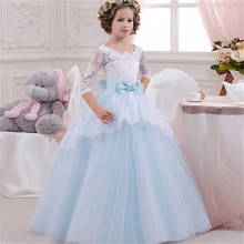 Flower Girl Dresses for Wedding Half sleeve Tulle Princess Ball Gown Lace First Holy Communion Dresses for Kids Custom Made 2024 - buy cheap