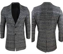 Mens Herringbone Tweed Plaid Long Overcoat One Piece Suits Peaky Blinders Suit Wool Tweed Jacket Vest Custom Made Costume 2024 - buy cheap