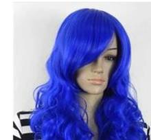 Синий длинный кудрявый цветной парик для косплея USPS Бесплатная доставка в США j1718 2024 - купить недорого