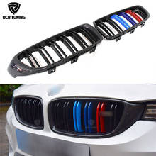 For BMW 4 Series F32 F33 F36 & F82 F83 M4 & F80 M3 2014 - UP Dual Slats Carbon Fiber Front Grille With Three Color M look 2024 - buy cheap