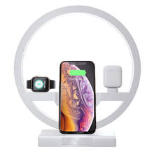 10W 3 in 1 Wireless Charger Dock Station Fast Charging with a round ring light For iPhone XR XS Max 11 for Apple Watch 2 3 4 2024 - buy cheap