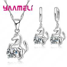 Animal Horse Pendants Necklace Drop Earrings Set For Party Gift Women 925 Sterling Silver Crystal Jewelry Sets Accessory 2024 - buy cheap