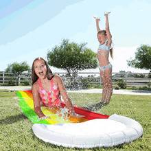 Tobogán de agua de nubes de arco iris de PVC para padres e hijos, centro de juegos, piscina inflable para jardín 2024 - compra barato