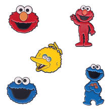 Broches de Barrio Sésamo, alfileres de esmalte rojo y azul, figura de dibujos animados, Elmo, galleta, monstruos, Pin, broche de pájaro grande, joyería Unisex de dibujos animados de Anime 2024 - compra barato