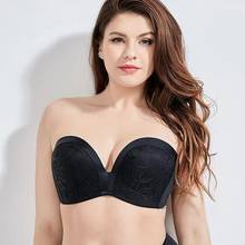 Plus Size Strapless Bra Sexy Seamless Invisible Push Up Lace Bra Wireless Non-slip Gathered Big Cup Bracier De Mujer 90 95 E F 2024 - buy cheap