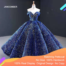 J66991 Jancember Blue Quinceanera Dress 2020 Sweetheart Short Sleeves Off The Shoulder Sequined Party Gowns For Plus Size 2024 - buy cheap