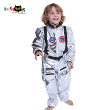 Eraspooky Boys Spaceman One-piece Jumpsuit Silver Astronaut Cosplay Children Pilot Uniform Helmet Halloween Costume Kids Party 2024 - buy cheap