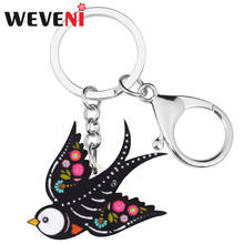 WEVENI Acrylic Halloween Floral Swallow Bird Keychains Key Ring Animal Jewelry For Women Kids Men Classic Party Gift Decoration 2024 - buy cheap