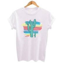 Hillbikini camiseta feminina, camiseta para mulheres, estampa de cactos, grafite, manga curta, gola redonda, moda ulzzang, 2019 2024 - compre barato