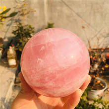 Натуральный розовый кварцевый кристалл, лечебный шар, Сфера + подставка 2024 - купить недорого