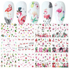 12 Designs Flamingo Water Transfer Decals Nail Stickers Summer Left Adhesive Sliders Tattoo Nail Art Decorations SAA1537-1548-1 2024 - buy cheap