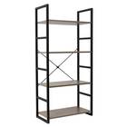 4/5 Tier Industial Style Bookcase Shelf Storage Organizer Wood and Metal Bookshelf Rack Sturdy Durable Racks Easy Assembly Grey - photo 2026