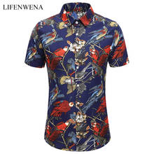 LIFENWENNA Summer Mens Hawaiian Shirt Fashion Personality Printed Short Sleeve Shirts Male Casual Plus Size Beach Holiday Shirt 2024 - buy cheap