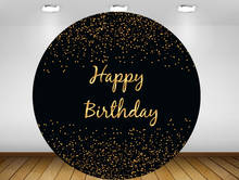 Circle background glitter gold dots round Backdrop black customize birthday Party event decor table cover fabric vinyl YY-314 2024 - buy cheap