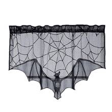 Halloween Decoration Lace Cobweb Bats Fireplace Valances Covers Black Spiderweb Fireplace Mantle Scarf Cover Tablecloth Hallowee 2024 - buy cheap