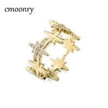 Модное украшение cmoonry в стиле хип-хоп золотого цвета, яркое украшение с фианитами, геометрическое кольцо для женщин, открытый дизайн, оптовая продажа 2024 - купить недорого