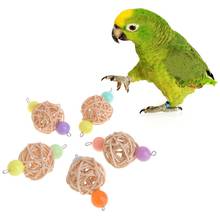 Brinquedos de papagaio de rotim, bola colorida, gaiola de suspensão, pássaro, conjunto divertido, mordedor 2024 - compre barato